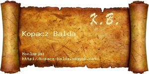 Kopacz Balda névjegykártya